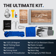 AnglerMag Ultimate Magnet Fishing Kit: 1325 LB Double Sided Magnet, 60ft Rope, Grappling Hook, Threadlocker, and Cut-Resistant Gloves - Complete Salvage Set. thumbnail 5