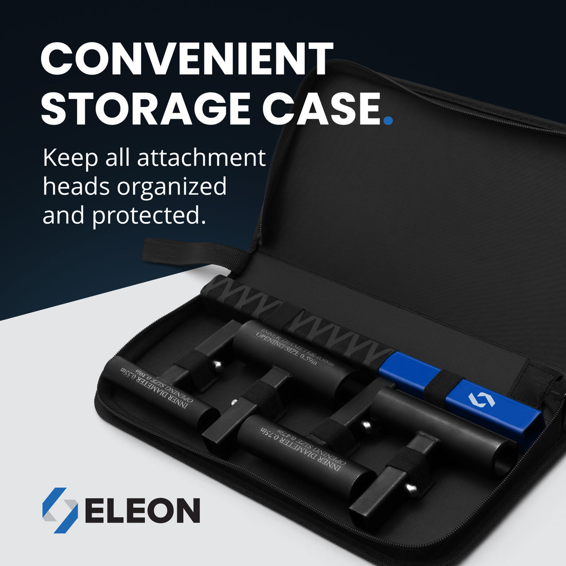 Eleon Door Hinge Adjustment Tool with Convenient Storage Case - Organized padded zippered pouch for 4-in-1 attachment heads and adjustment handle - Professional tool protection.