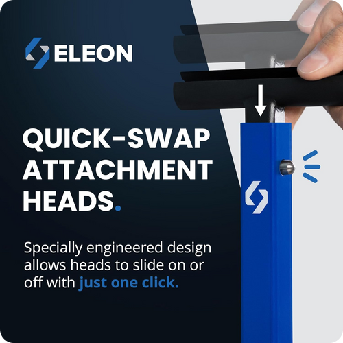 Eleon Door Hinge Tweaker with Quick-Swap Attachment Heads: Professional hinge adjustment tool featuring a one-click ball-detent locking mechanism for fast head changes.