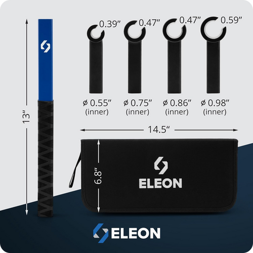 Eleon Door Hinge Adjustment Tool Dimensions: 13-inch handle with 4 interchangeable heads - Fits hinge pin diameters 0.39", 0.47", and 0.59" with inner diameters up to 0.98