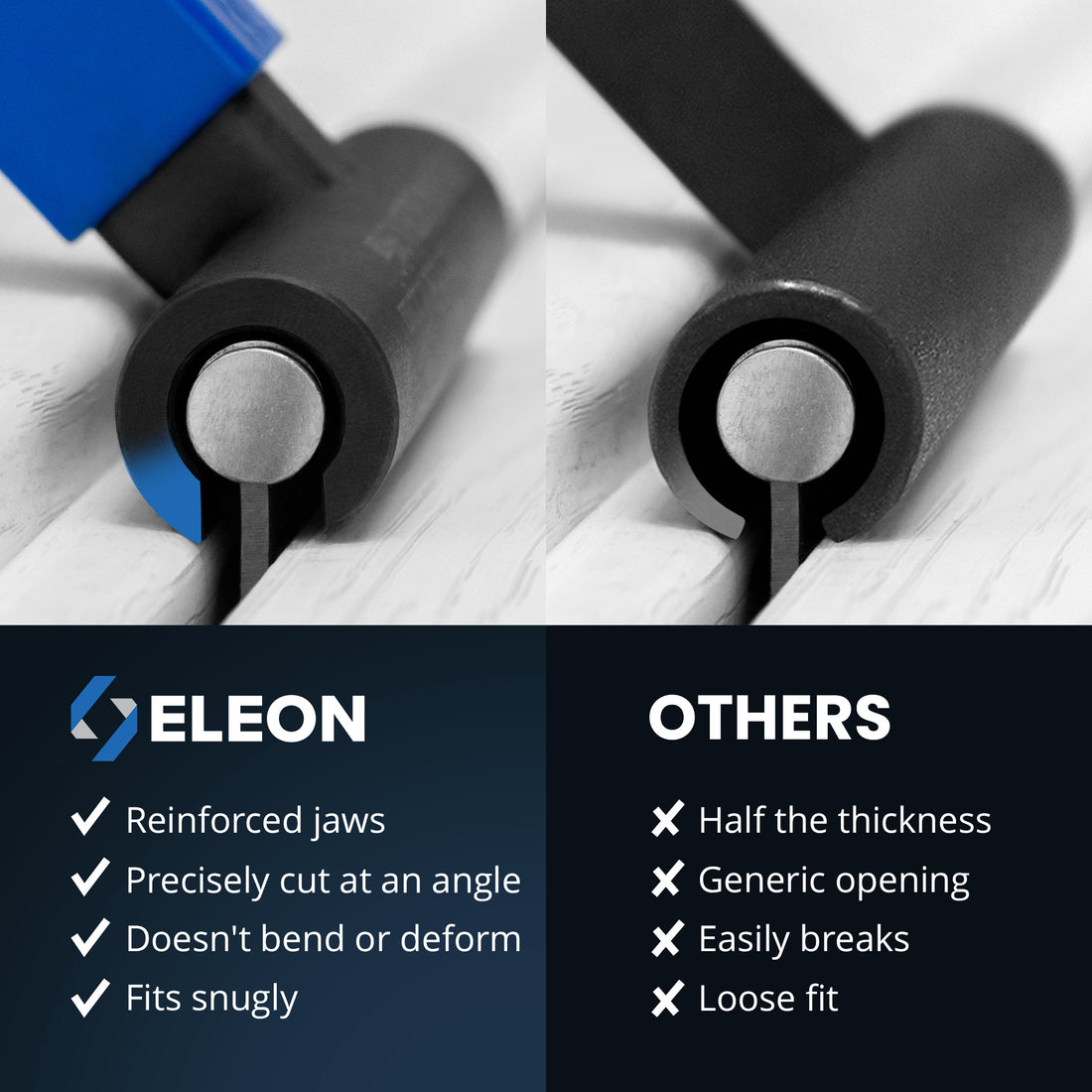 Eleon Door Hinge Adjustment Tool vs Competitors: Reinforced jaw thickness and precision angled cut comparison - Heavy-duty hinge tweaker that won't bend or deform - Eleon Direct.