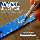 Eleon Procision Woodworking Ruler with 0.9mm Metal Mechanical Pencil - Drawing Hassle-Free Parallel Lines through built-in ruler holes.