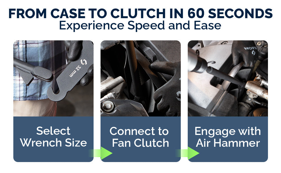 How to remove a fan clutch in 60 seconds: 3-step guide using the Eleon Rhino pneumatic wrench and an air hammer - Professional automotive repair speed.