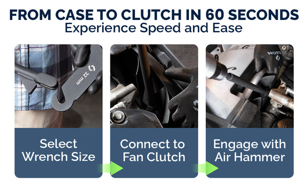 How to remove a fan clutch in 60 seconds: 3-step guide using the Eleon Rhino pneumatic wrench and an air hammer - Professional automotive repair speed.
