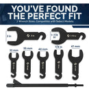 Eleon Rhino 7-Piece Pneumatic Fan Clutch Wrench Sizes: Includes 32mm, 36mm, 40mm, 47mm, 7/8 inch, 1-7/8 inch, and 2 inch interchangeable wrench heads - Eleon Direct.