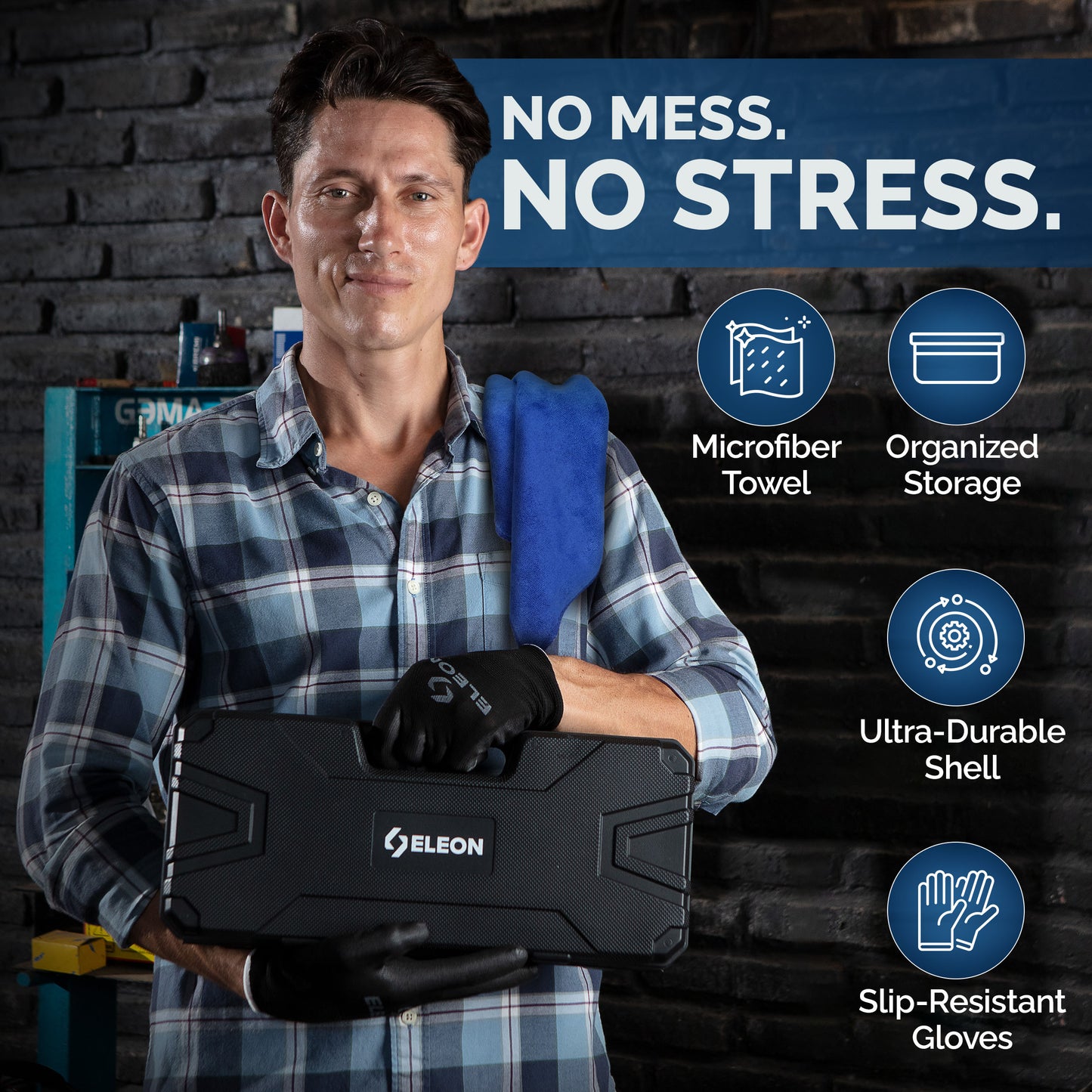 Eleon Rhino Gland Nut Wrench Kit with Ultra-Durable Hardshell Carrying Case - Professional Tool Storage with Microfiber Towel and Slip-Resistant Gloves.