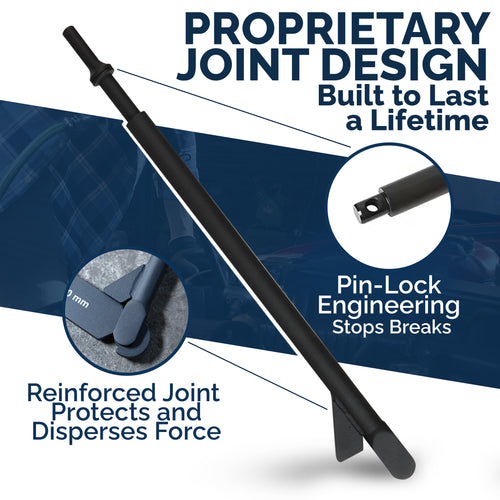 Eleon Rhino Fan Clutch Tool with Proprietary Joint Design - Reinforced Pin-Lock Engineering to prevent breaks under high-force pneumatic use - Professional grade air hammer rod.