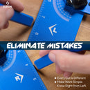 Eleon Stair Tread Template Tool: Eliminate mistakes with clear "L" and "R" indicators for left and right side measurements - Features integrated 180-degree protractor and precision scales.