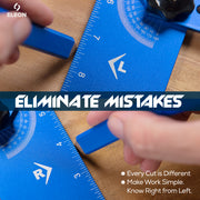 Eleon Stair Tread Template Tool: Eliminate mistakes with clear "L" and "R" indicators for left and right side measurements - Features integrated 180-degree protractor and precision scales. thumbnail 4