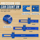 Procision Woodworking Ruler Set by Eleon Direct - 6, 8, and 12-inch Blue Aluminum Rulers with MM, Inch, 1/16", and 1/32" Markings.