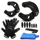 Rhino 17-Piece Adjustable Gland Nut Wrench Kit: Includes 1266 and 7463 hydraulic cylinder wrenches, 8 interchangeable pins, 4 hex keys, non-slip work gloves, and microfiber towel - Rhino Direct.