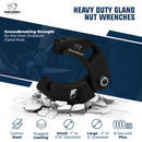 Rhino Heavy Duty Gland Nut Wrench Set: 1266 and 7463 style carbon steel wrenches with rugged coating - Fits gland nuts from 1" to 6" diameter - Includes 8 secured pins for hydraulic cylinder repair.
